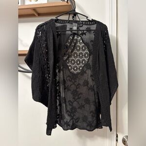 Vince Camuto Black Lace Cardigan